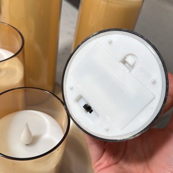 Set 5 Flickering Candles Amber LED Flameless Pillar Candles - Picture 4 of 7